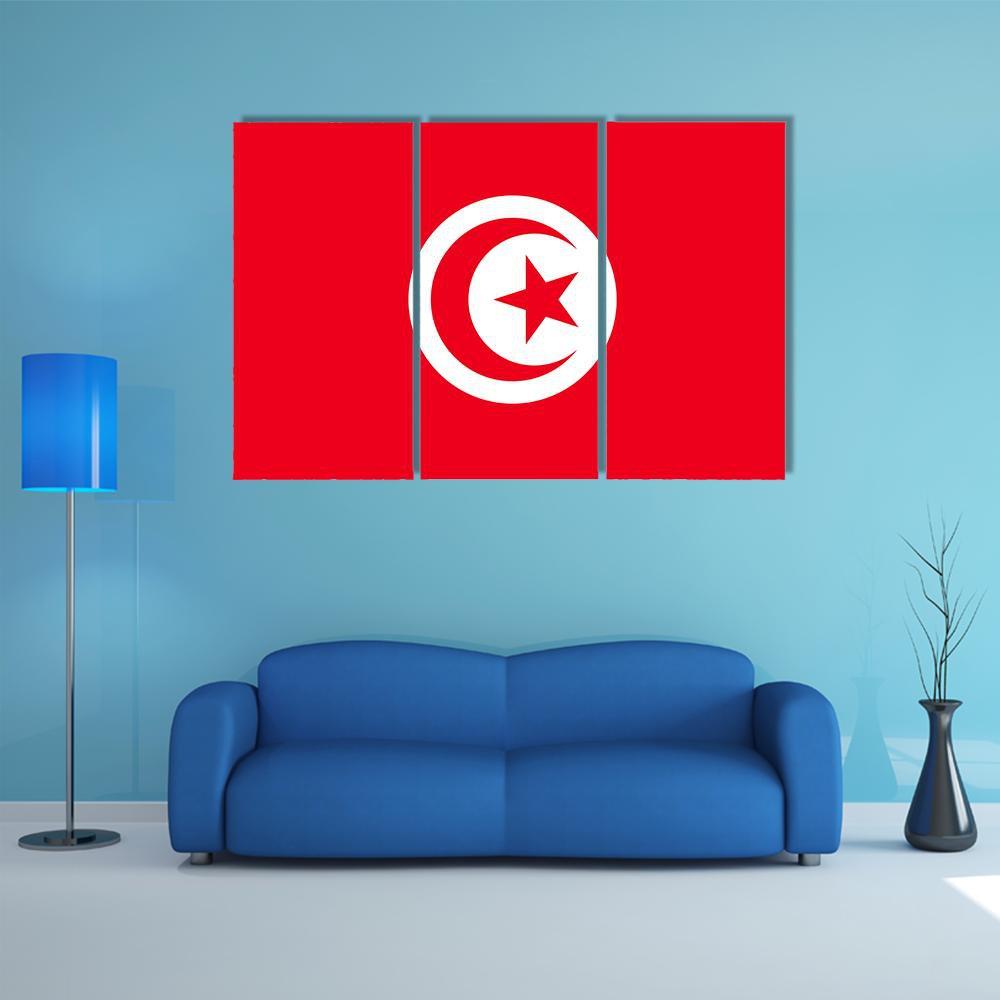 Tunisia Flag Canvas Wall Art-3 Horizontal-Gallery Wrap-37" x 24"-Tiaracle