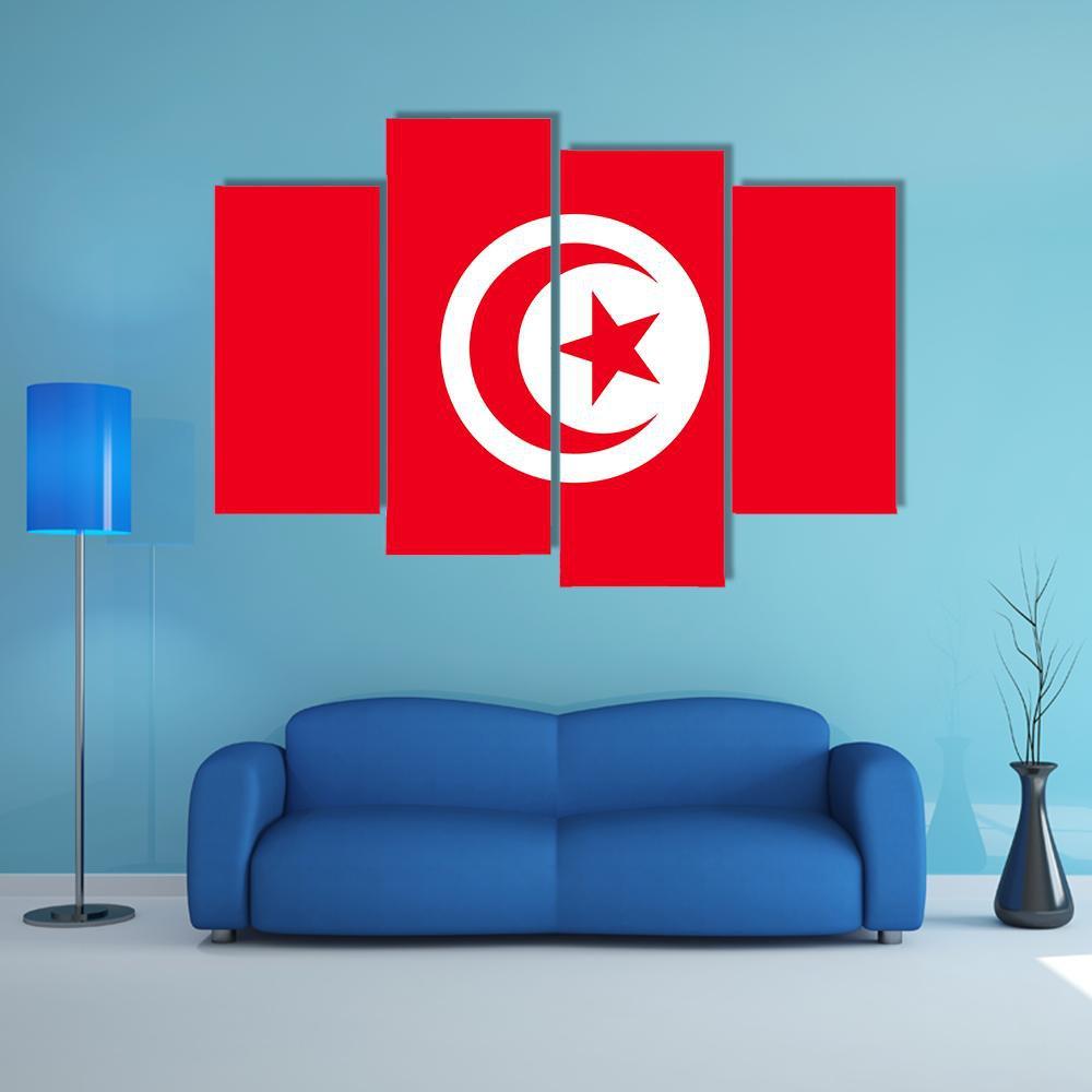 Tunisia Flag Canvas Wall Art-4 Pop-Gallery Wrap-50" x 32"-Tiaracle