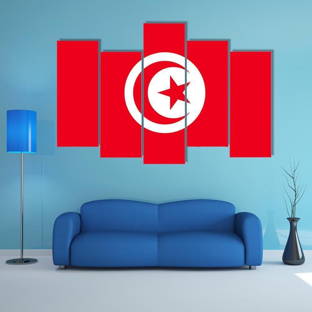 Tunisia Flag Canvas Wall Art-5 Pop-Gallery Wrap-47" x 32"-Tiaracle