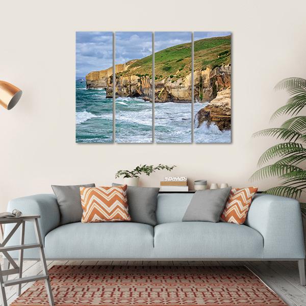 Tunnel Beach At Dunedin Canvas Wall Art-4 Horizontal-Gallery Wrap-34" x 24"-Tiaracle
