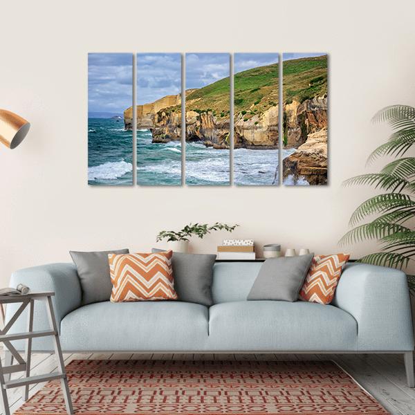 Tunnel Beach At Dunedin Canvas Wall Art-5 Horizontal-Gallery Wrap-22" x 12"-Tiaracle