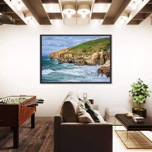 Tunnel Beach At Dunedin Canvas Wall Art-3 Horizontal-Gallery Wrap-25" x 16"-Tiaracle