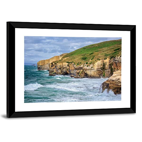 Tunnel Beach At Dunedin Canvas Wall Art-3 Horizontal-Gallery Wrap-25" x 16"-Tiaracle