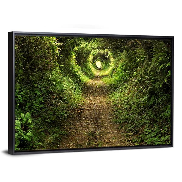 Tunnel Like Path Covered With Bushes And Trees Canvas Wall Art-3 Horizontal-Gallery Wrap-25" x 16"-Tiaracle