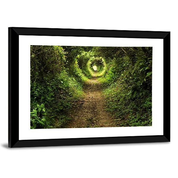 Tunnel Like Path Covered With Bushes And Trees Canvas Wall Art-3 Horizontal-Gallery Wrap-25" x 16"-Tiaracle