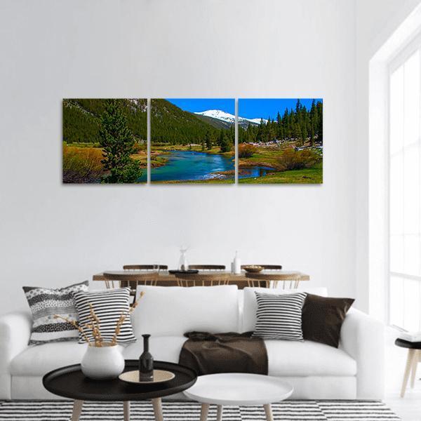 Lyell Fork Tuolumne River Panoramic Canvas Wall Art-3 Piece-25" x 08"-Tiaracle