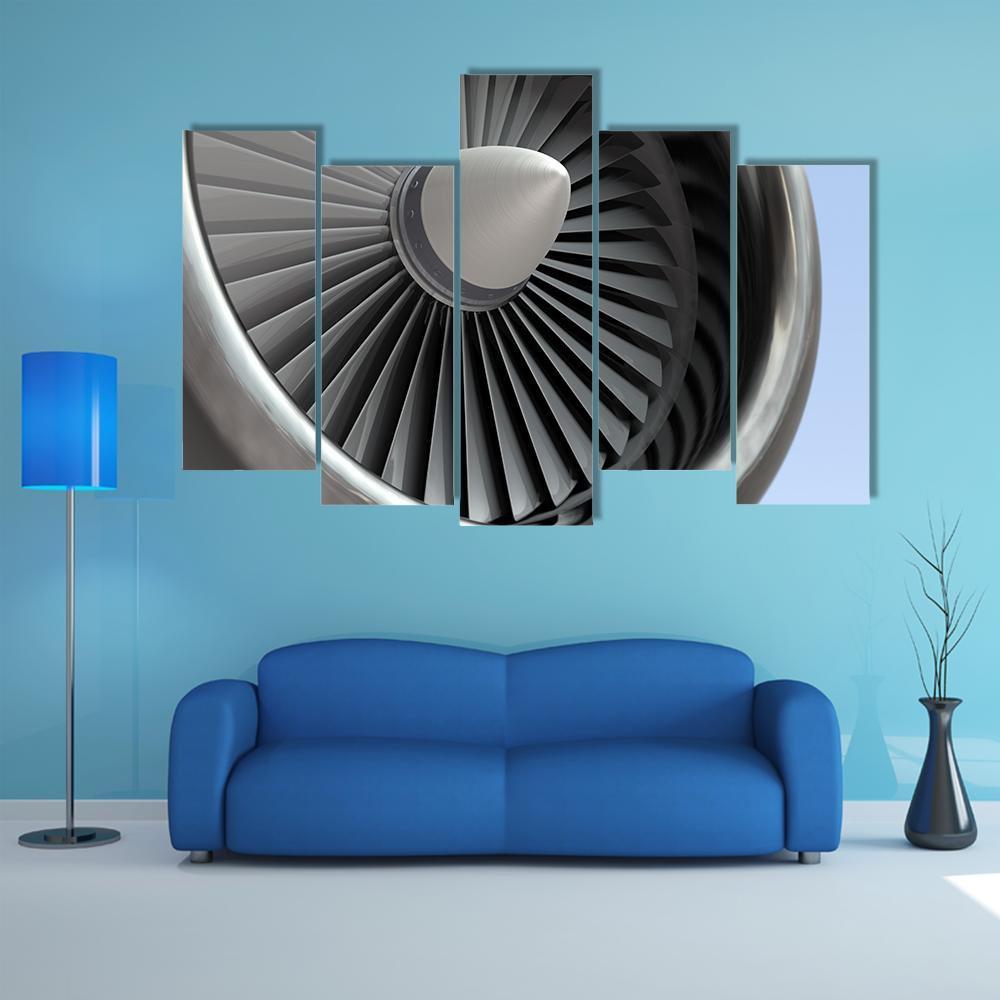 Turbine Blades Of Airplane Canvas Wall Art-5 Pop-Gallery Wrap-47" x 32"-Tiaracle