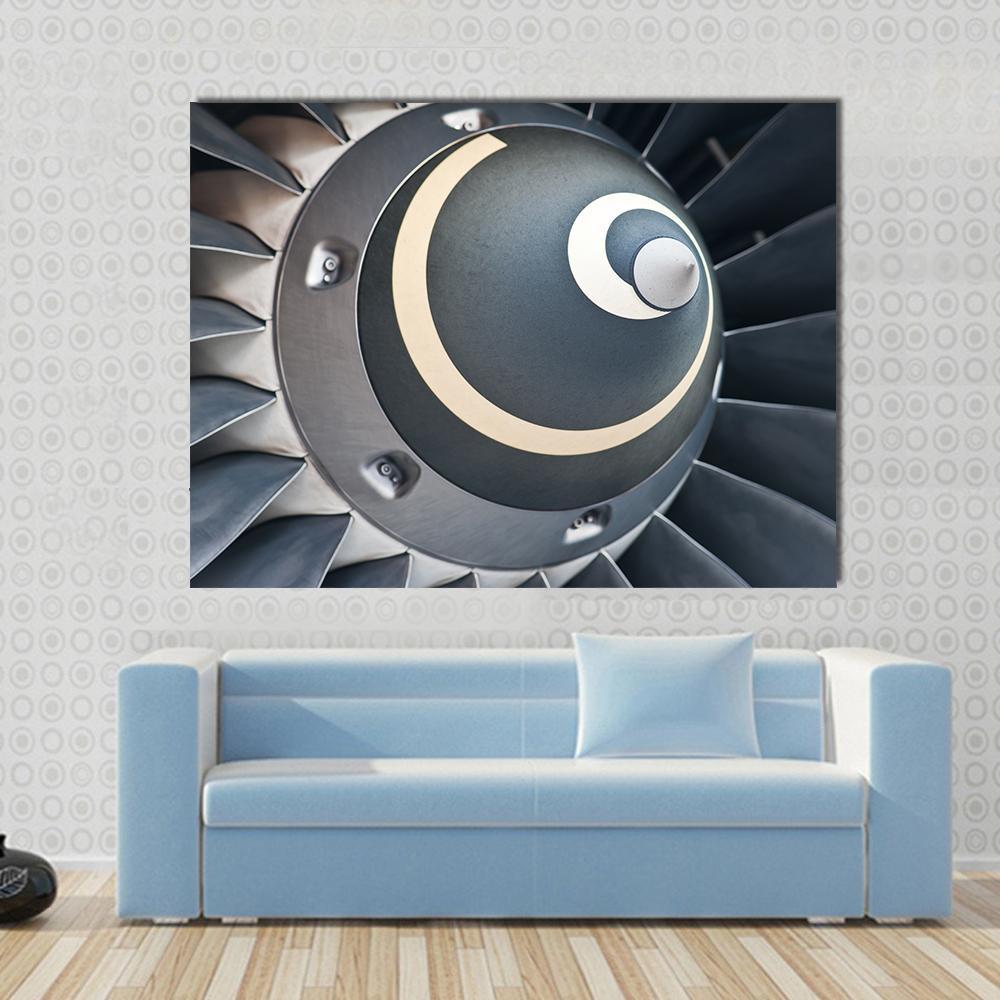 Turbine Blades Of An Aircraft Jet Engine Canvas Wall Art-1 Piece-Gallery Wrap-48" x 32"-Tiaracle