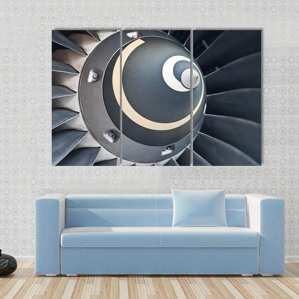 Turbine Blades Of An Aircraft Jet Engine Canvas Wall Art-3 Horizontal-Gallery Wrap-37" x 24"-Tiaracle