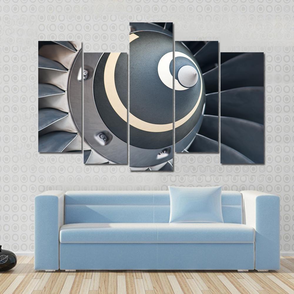 Turbine Blades Of An Aircraft Jet Engine Canvas Wall Art-5 Pop-Gallery Wrap-47" x 32"-Tiaracle