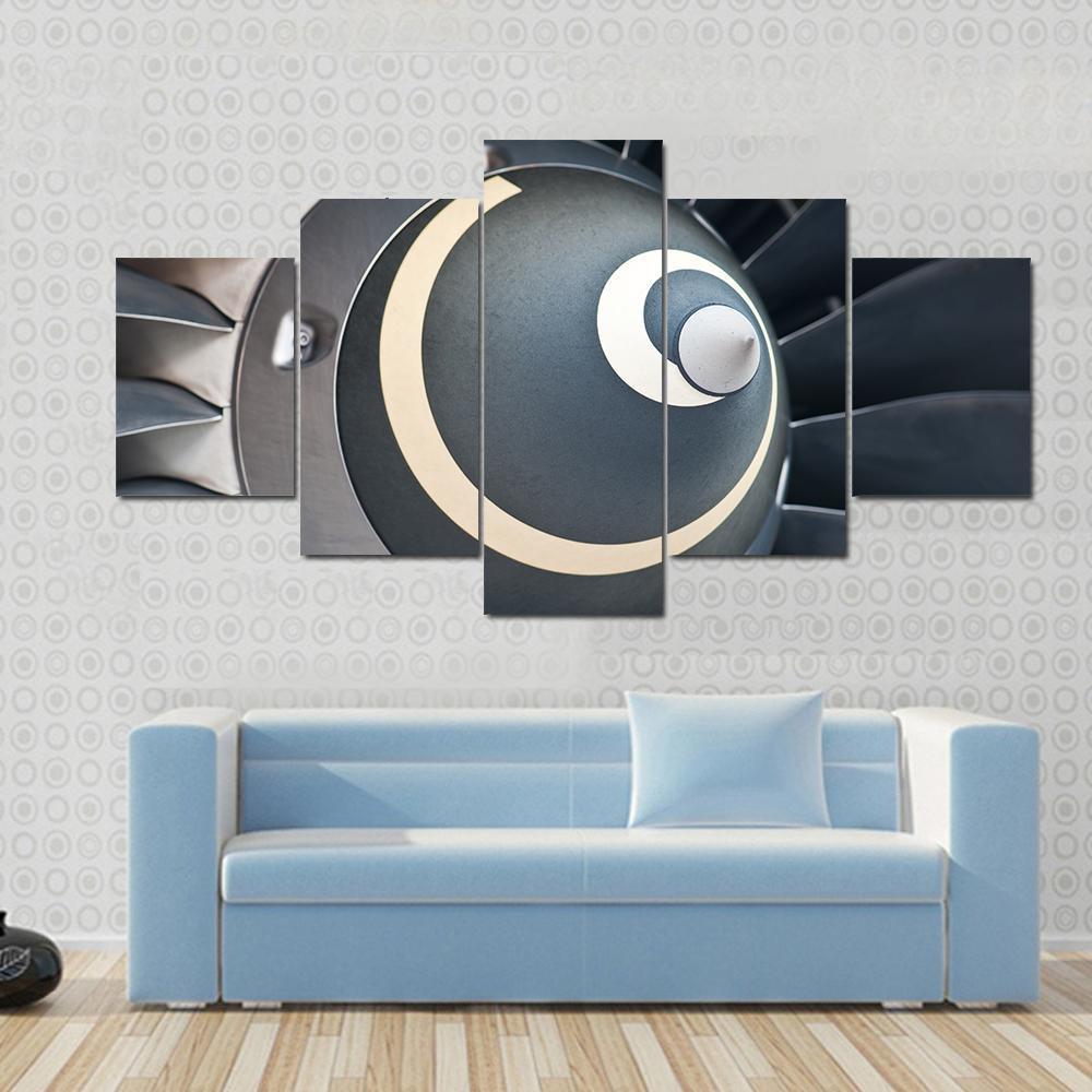 Turbine Blades Of An Aircraft Jet Engine Canvas Wall Art-5 Star-Gallery Wrap-62" x 32"-Tiaracle
