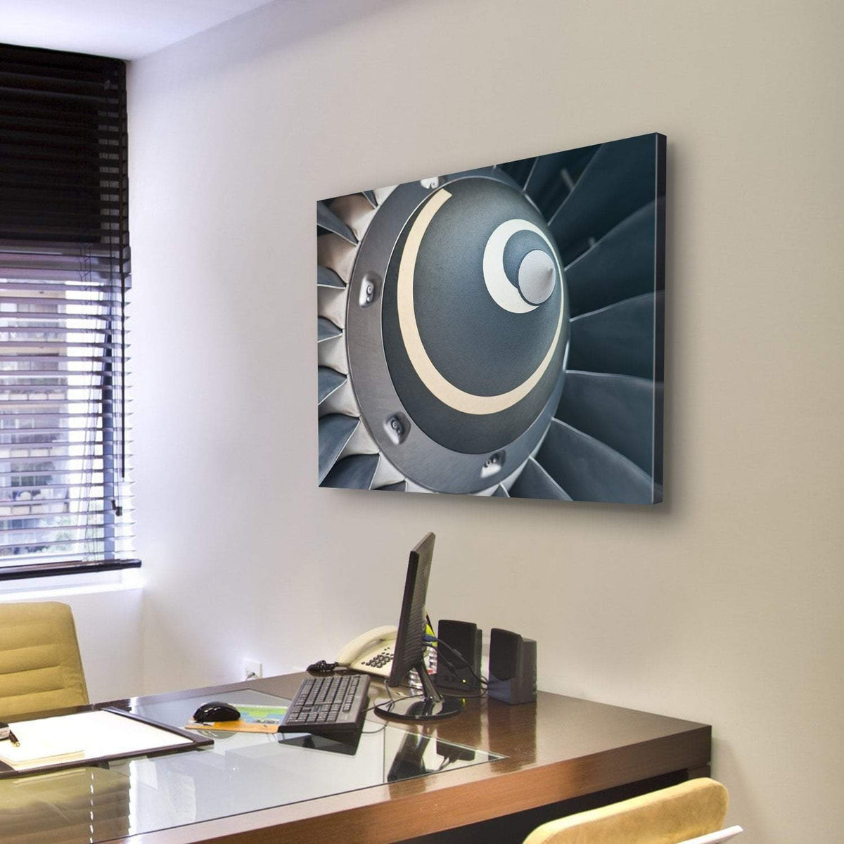 Turbine Blades Of An Aircraft Jet Engine Canvas Wall Art-3 Horizontal-Gallery Wrap-25" x 16"-Tiaracle