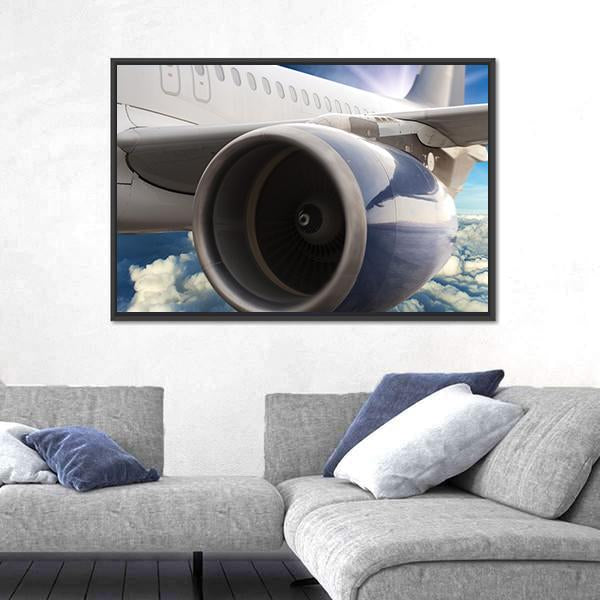 Turbine Motor Of An Airplane Canvas Wall Art-1 Piece-Floating Frame-24" x 16"-Tiaracle