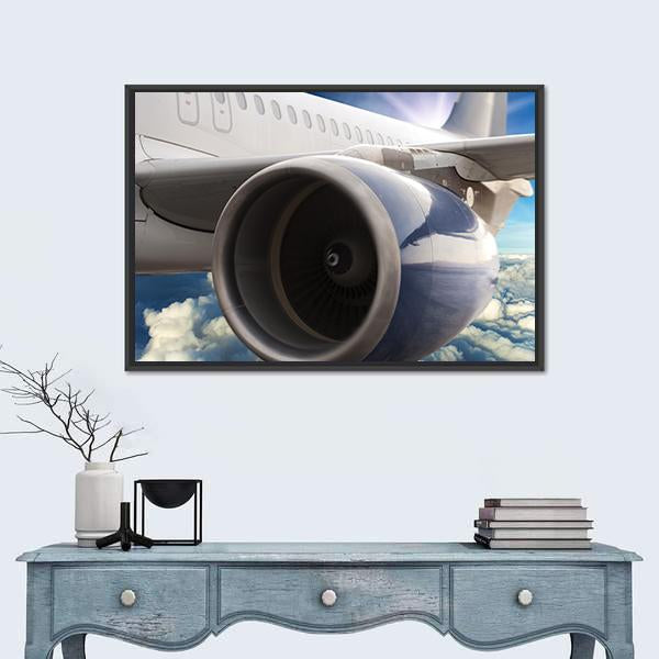 Turbine Motor Of An Airplane Canvas Wall Art-3 Horizontal-Gallery Wrap-25" x 16"-Tiaracle