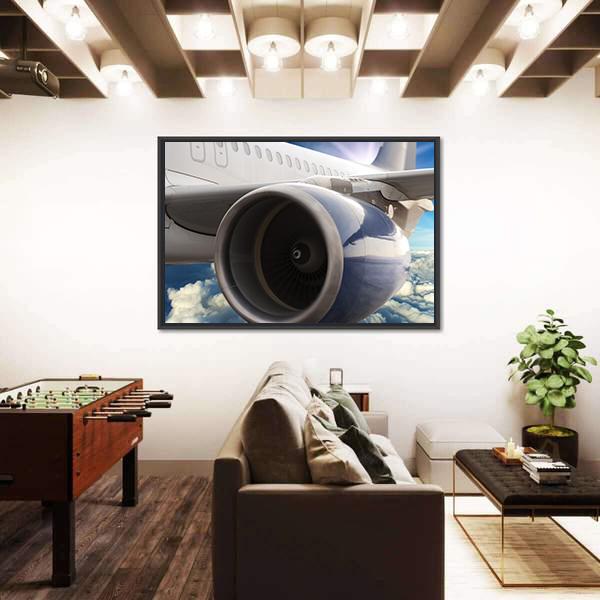 Turbine Motor Of An Airplane Canvas Wall Art-3 Horizontal-Gallery Wrap-25" x 16"-Tiaracle