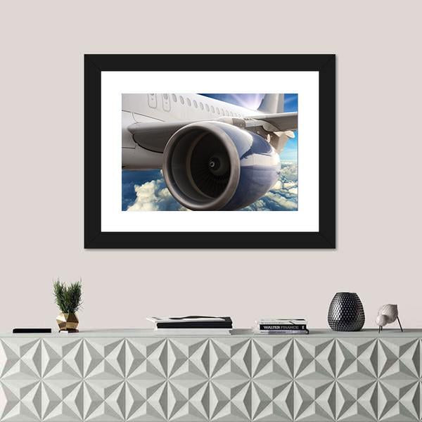 Turbine Motor Of An Airplane Canvas Wall Art-3 Horizontal-Gallery Wrap-25" x 16"-Tiaracle