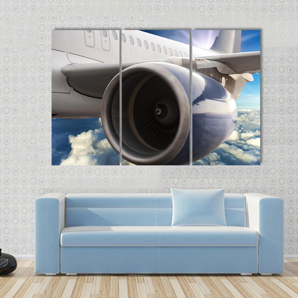 Turbine Motor Of An Airplane Canvas Wall Art-3 Horizontal-Gallery Wrap-37" x 24"-Tiaracle