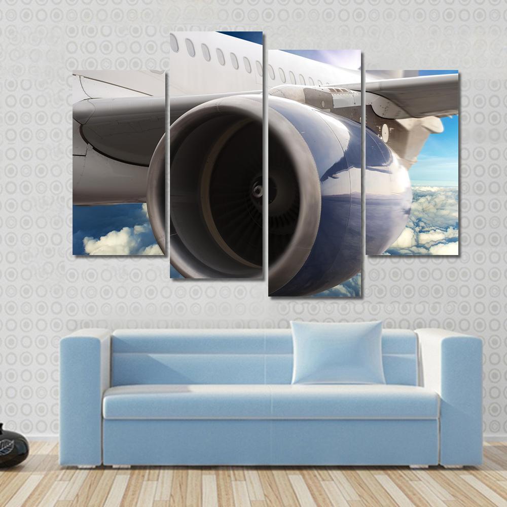 Turbine Motor Of An Airplane Canvas Wall Art-4 Pop-Gallery Wrap-50" x 32"-Tiaracle