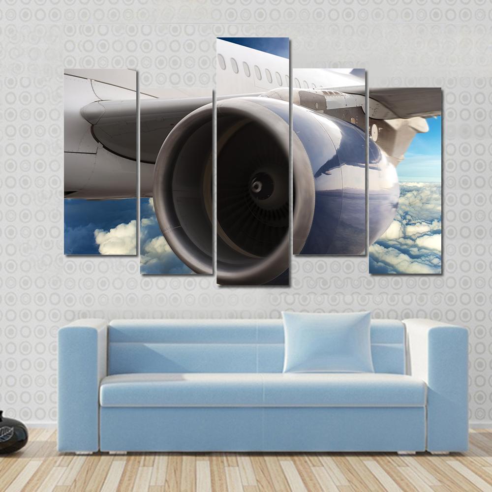 Turbine Motor Of An Airplane Canvas Wall Art-5 Pop-Gallery Wrap-47" x 32"-Tiaracle