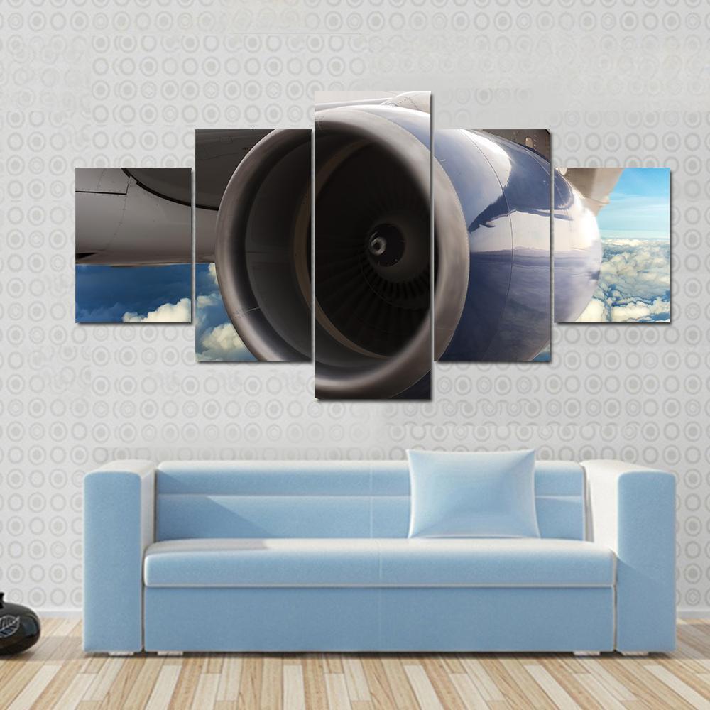 Turbine Motor Of An Airplane Canvas Wall Art-5 Star-Gallery Wrap-62" x 32"-Tiaracle