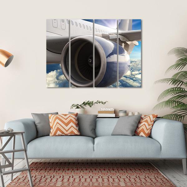 Turbine Motor Of An Airplane Canvas Wall Art-4 Horizontal-Gallery Wrap-34" x 24"-Tiaracle