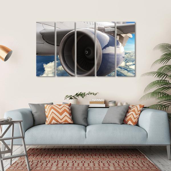 Turbine Motor Of An Airplane Canvas Wall Art-5 Horizontal-Gallery Wrap-22" x 12"-Tiaracle