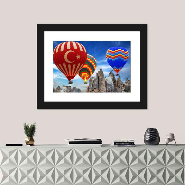 Turkey Flag On Hot Air Balloon Canvas Wall Art-3 Horizontal-Gallery Wrap-25" x 16"-Tiaracle