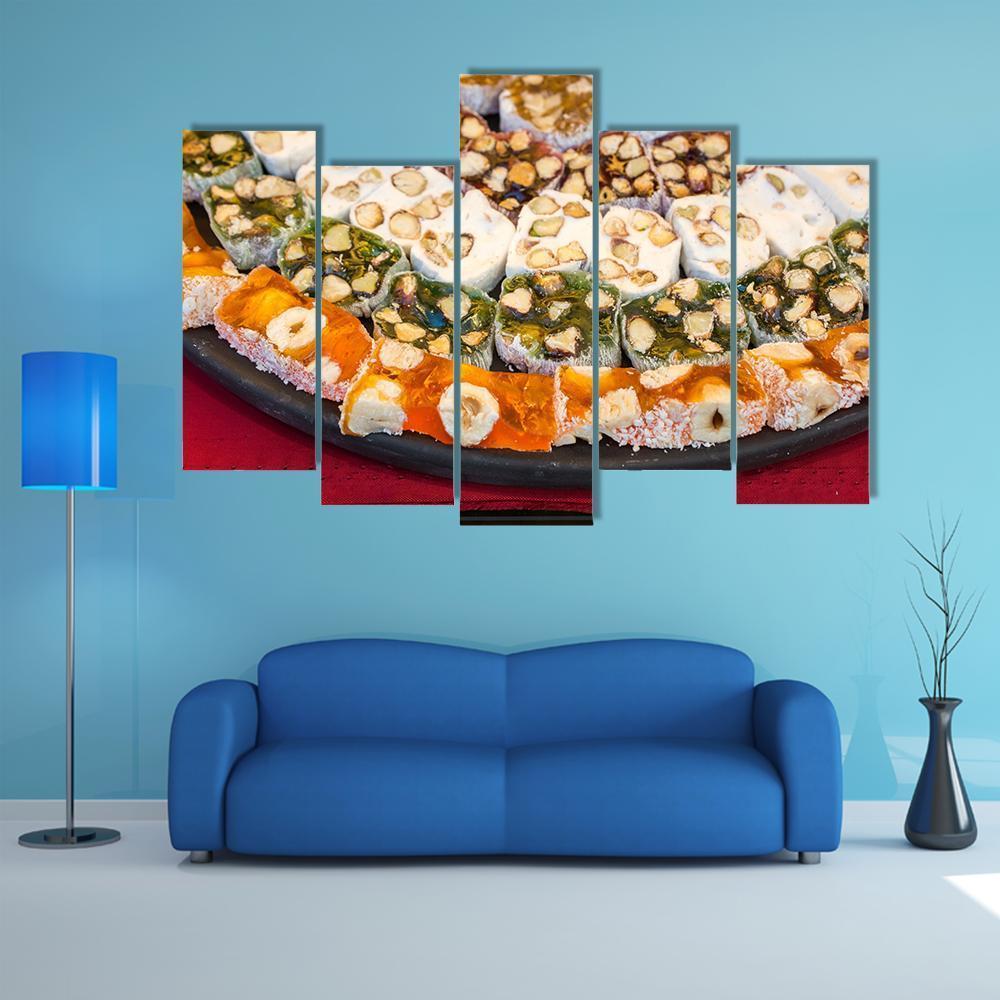 Turkish Delight Sweets Canvas Wall Art-5 Pop-Gallery Wrap-47" x 32"-Tiaracle