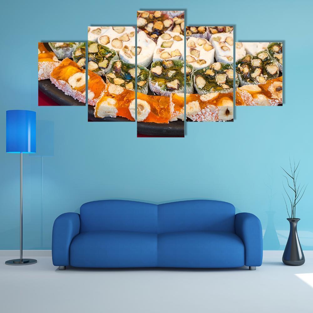 Turkish Delight Sweets Canvas Wall Art-4 Pop-Gallery Wrap-50" x 32"-Tiaracle