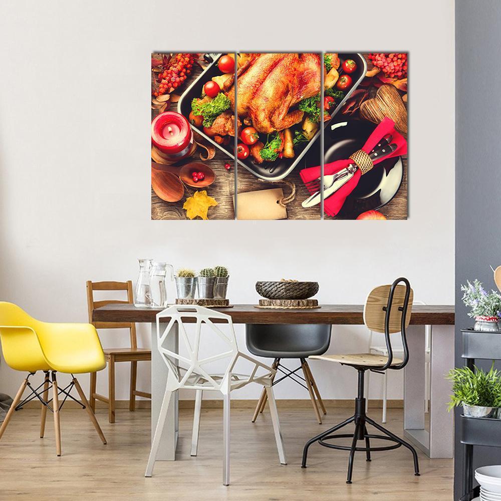 Turkish Dinner Table Canvas Wall Art-3 Horizontal-Gallery Wrap-37&quot; x 24&quot;-Tiaracle