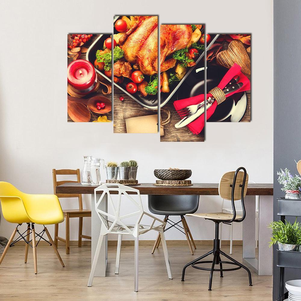 Turkish Dinner Table Canvas Wall Art-4 Pop-Gallery Wrap-50&quot; x 32&quot;-Tiaracle