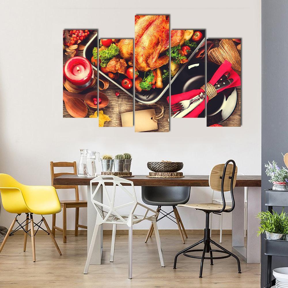 Turkish Dinner Table Canvas Wall Art-5 Pop-Gallery Wrap-47&quot; x 32&quot;-Tiaracle