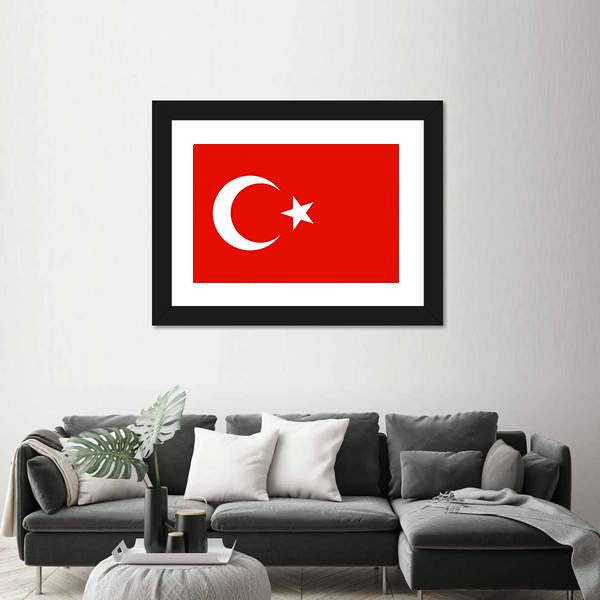 Turkish Flag Canvas Wall Art-1 Piece-Framed Print-20" x 16"-Tiaracle