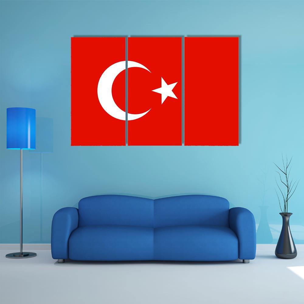 Turkish Flag Canvas Wall Art-5 Star-Gallery Wrap-62" x 32"-Tiaracle