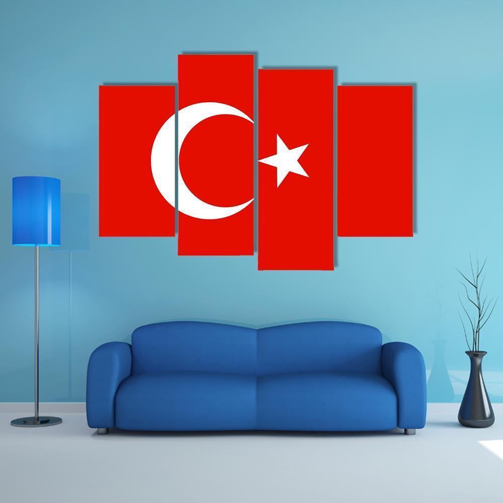Turkish Flag Canvas Wall Art-4 Pop-Gallery Wrap-50" x 32"-Tiaracle