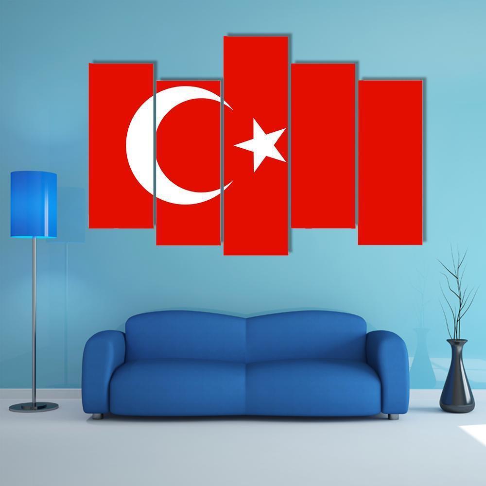 Turkish Flag Canvas Wall Art-5 Pop-Gallery Wrap-47" x 32"-Tiaracle