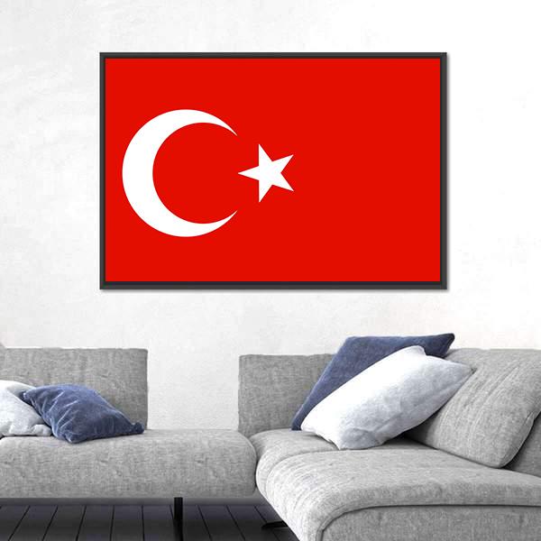 Turkish Flag Panoramic Canvas Wall Art-1 Piece-36" x 12"-Tiaracle