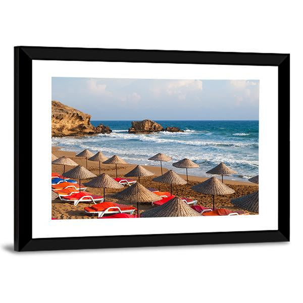 Turkish Sea Beach In Day Panoramic Canvas Wall Art-1 Piece-36" x 12"-Tiaracle