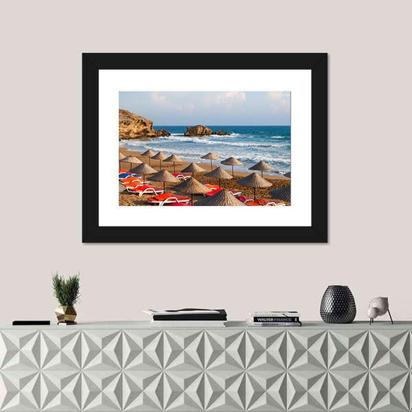 Turkish Sea Beach In Day Panoramic Canvas Wall Art-1 Piece-36" x 12"-Tiaracle