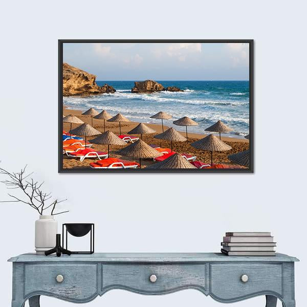 Turkish Sea Beach In Day Panoramic Canvas Wall Art-1 Piece-36" x 12"-Tiaracle