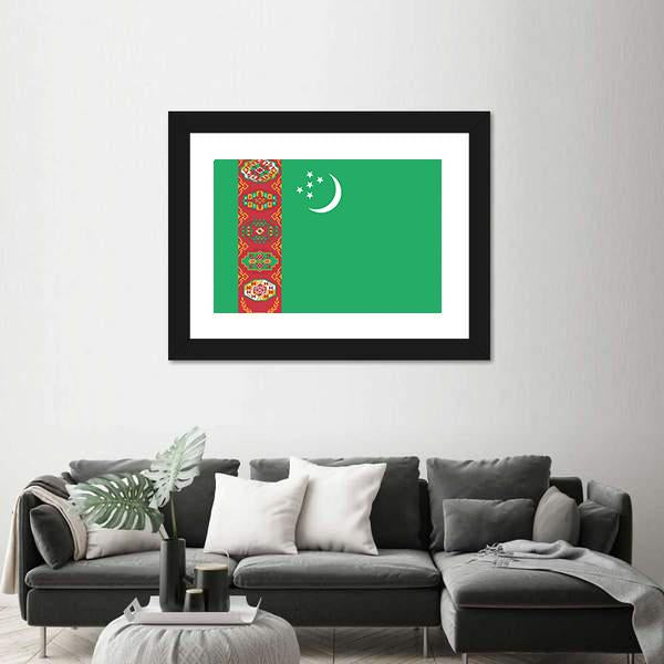 Turkmenistan Flag Canvas Wall Art-1 Piece-Framed Print-20" x 16"-Tiaracle