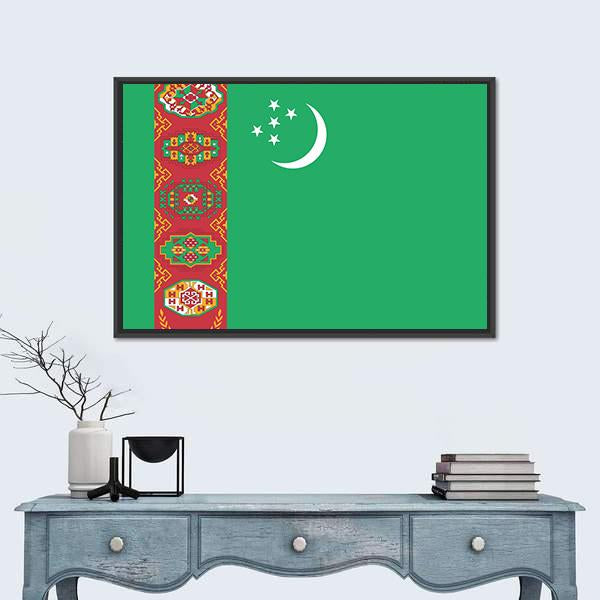 Turkmenistan Flag Canvas Wall Art-3 Horizontal-Gallery Wrap-25" x 16"-Tiaracle