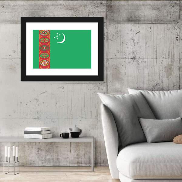 Turkmenistan Flag Canvas Wall Art-3 Horizontal-Gallery Wrap-25" x 16"-Tiaracle