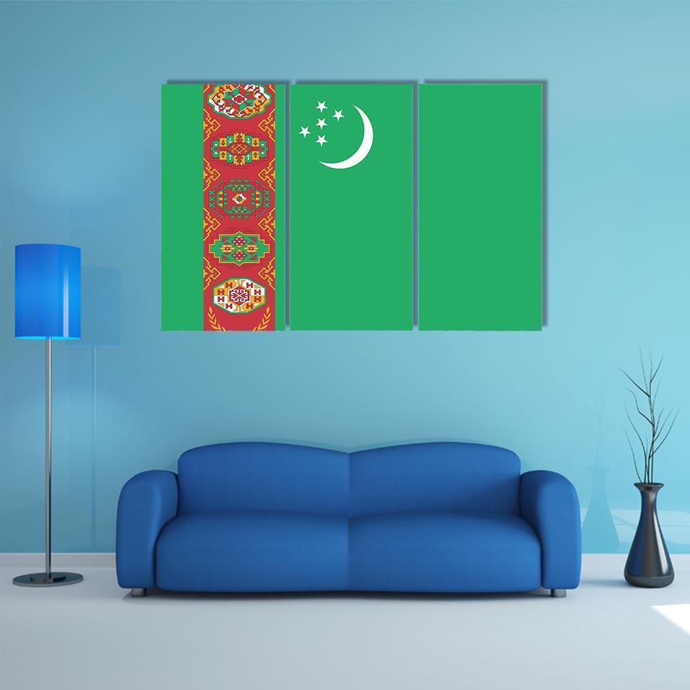 Turkmenistan Flag Canvas Wall Art-3 Horizontal-Gallery Wrap-37" x 24"-Tiaracle