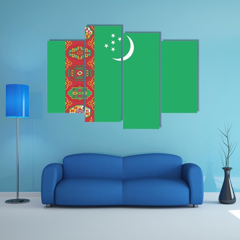 Turkmenistan Flag Canvas Wall Art-4 Pop-Gallery Wrap-50" x 32"-Tiaracle