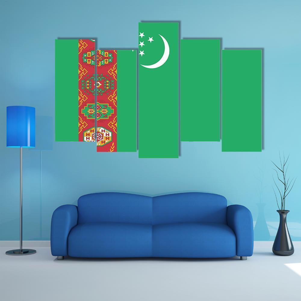 Turkmenistan Flag Canvas Wall Art-5 Pop-Gallery Wrap-47" x 32"-Tiaracle