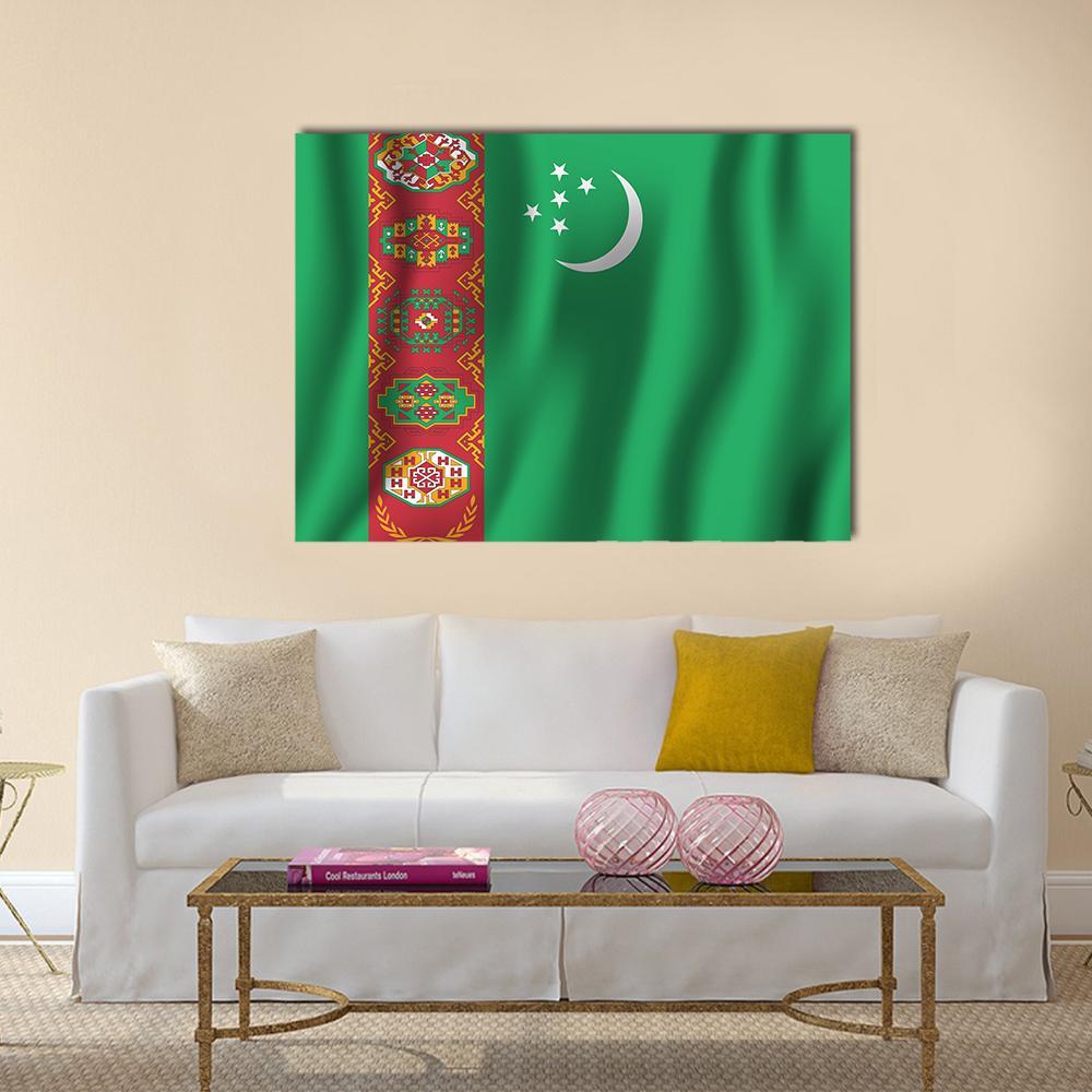 Turkmenistan Waving Flag Canvas Wall Art-1 Piece-Gallery Wrap-36" x 24"-Tiaracle