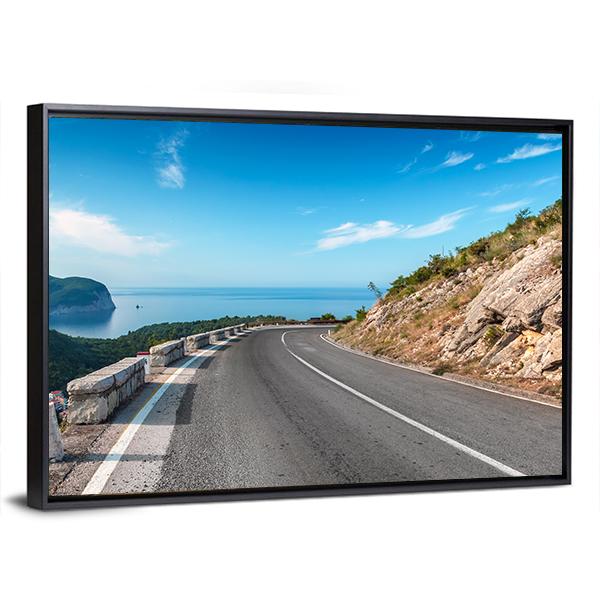 Turning Mountain Highway Canvas Wall Art-3 Horizontal-Gallery Wrap-25" x 16"-Tiaracle