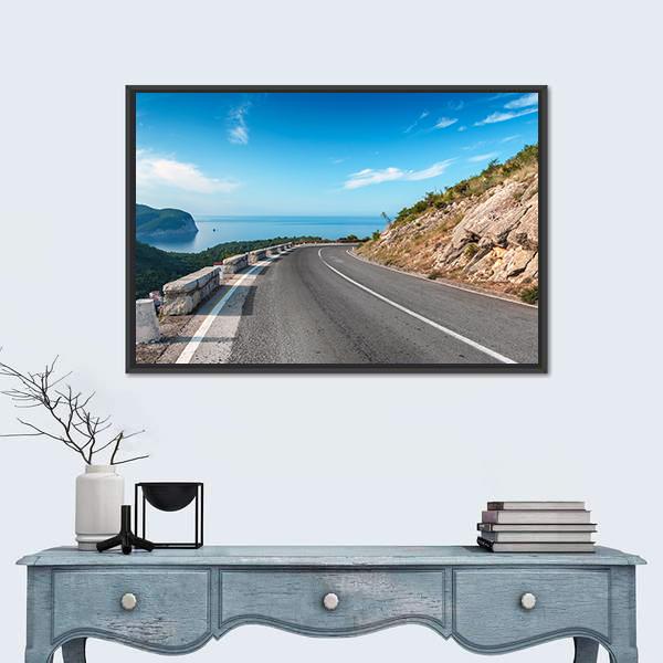 Turning Mountain Highway Canvas Wall Art-3 Horizontal-Gallery Wrap-25" x 16"-Tiaracle