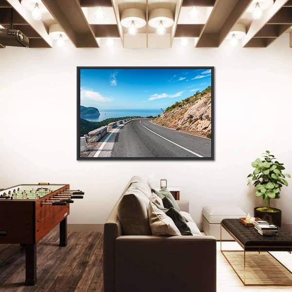 Turning Mountain Highway Canvas Wall Art-3 Horizontal-Gallery Wrap-25" x 16"-Tiaracle